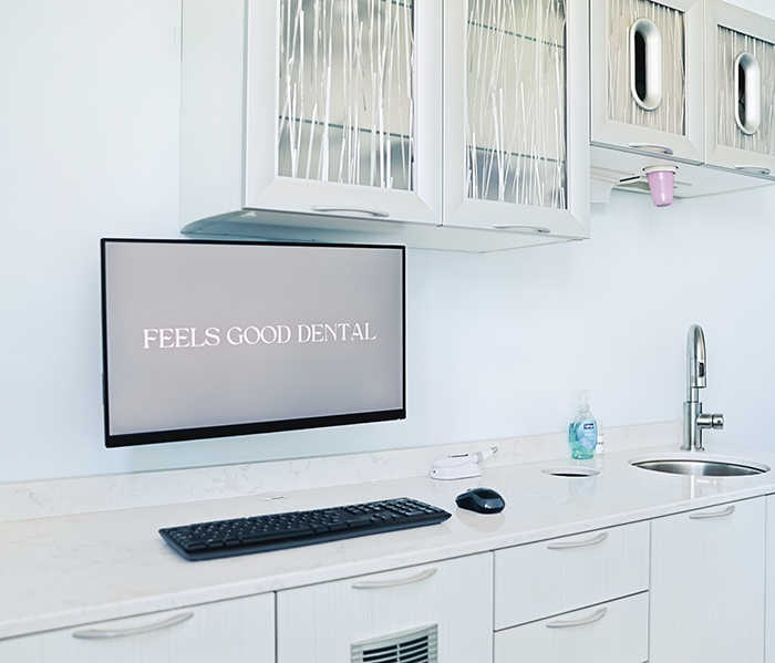 Computer on counter in dental office