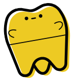 Illustration of yellow tooth with face