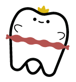 Illustration of tooth with face wearing crown and frill