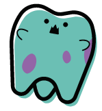 Illustration of decayed tooth with face