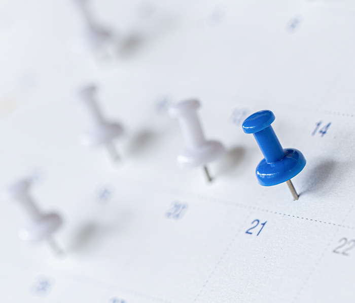 Thumbtacks in calendar